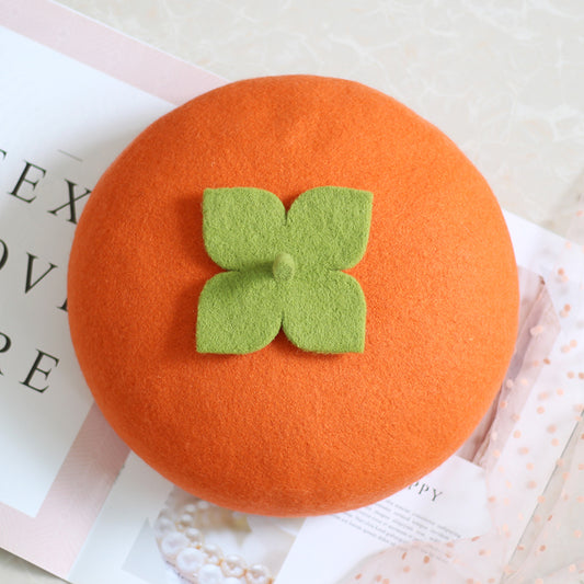 Women's Creative Handmade Woolen Cute Fruit Painter Hat