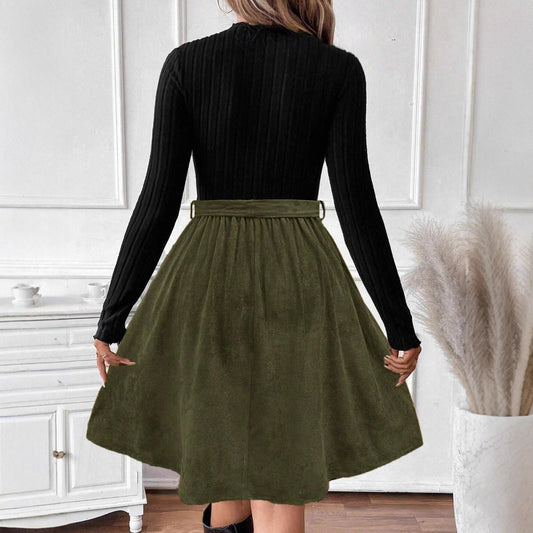 Retro Flare A-Line Elegant Casual Long-Sleeve Dress