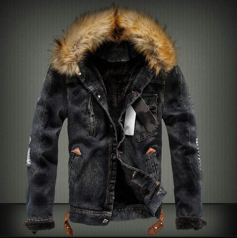 Plus velvet thickening youth denim jacket