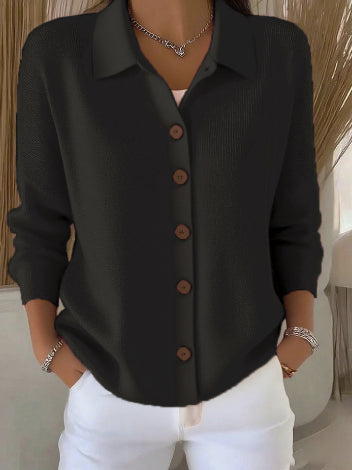 Women's Lapel Button Knitted Cardigan Sweater