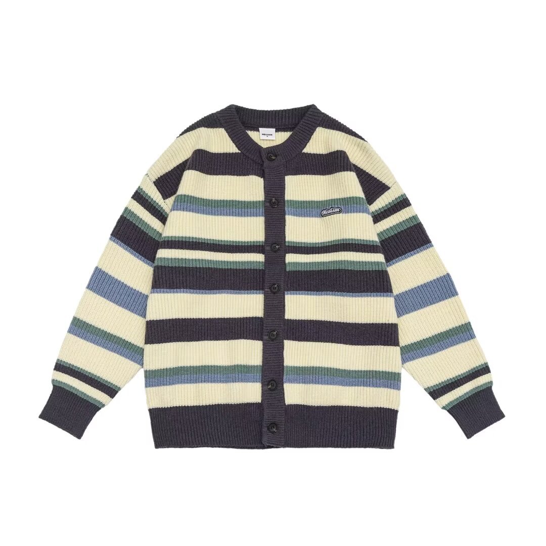 Mens Striped Color-Block Sporty Sweater Jacket