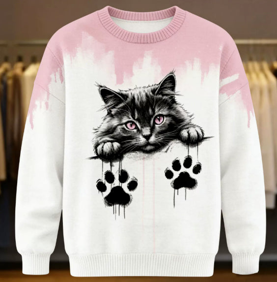 Women's Clothing 3D Digital Printing Long Sleeve Raglan Round Neck Women's Sweater