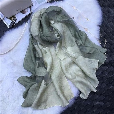 Gradient Cut Flower Organza Lace Scarf