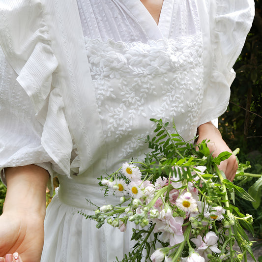 French-Style Vintage Ruffle Lace Apron Dress