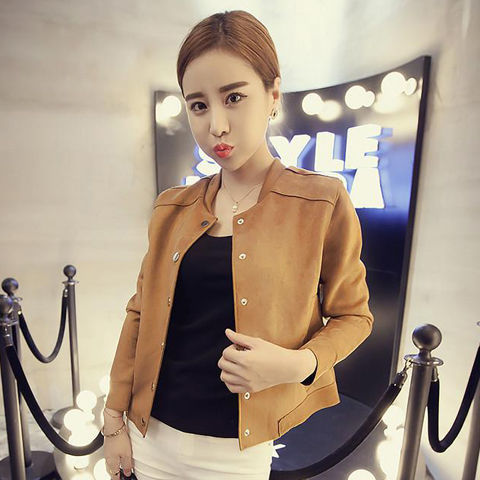 Solid Color Long-sleeved Stand-collar Slim Fit Plus Size Fringed Jacket