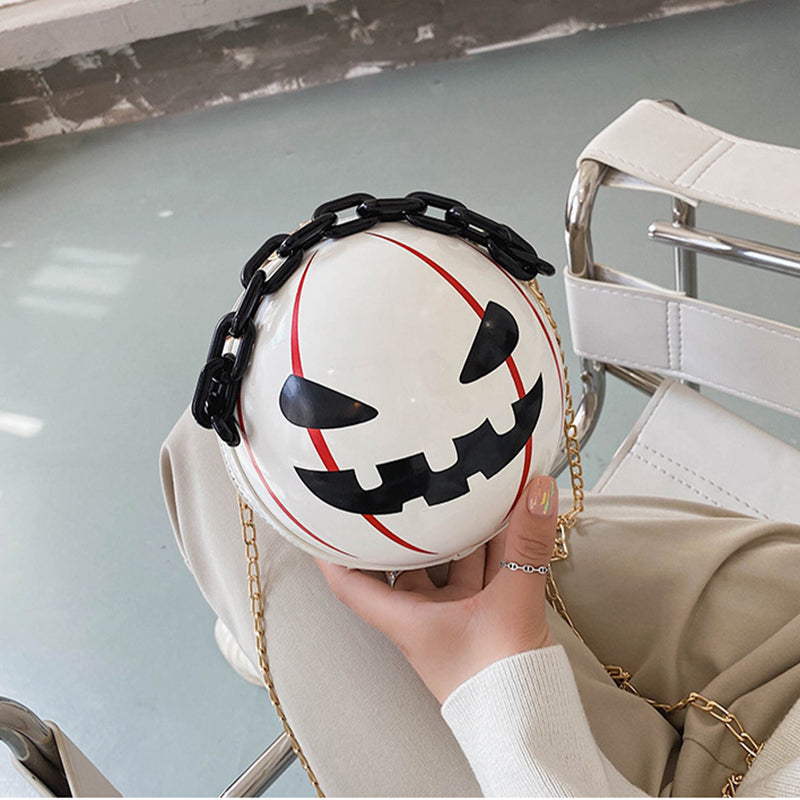Halloween tegneserie græskar bold håndtasker med kæde personlighed kreative sjove skuldertasker til børn kvinder