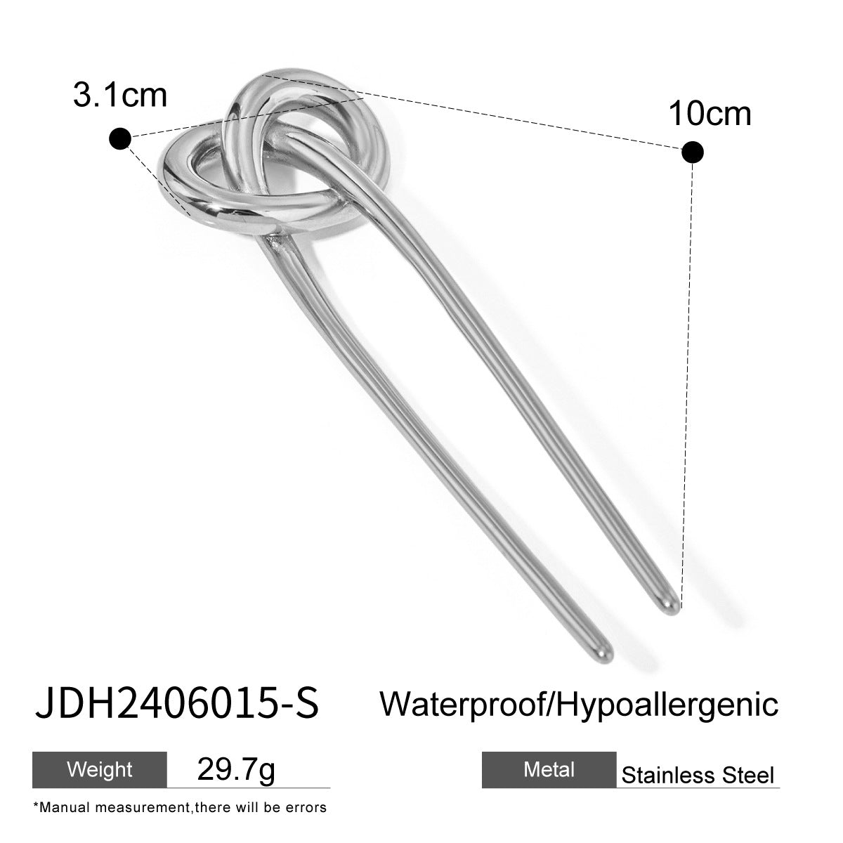 European And American Hair Clasp Simple Tie Up The Hair Elegant 18K Gold Stainless Steel Hairpin