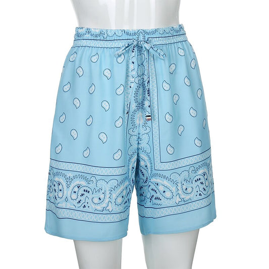 Fashion Trendy Women's Pants Printed Hip-Hop Loose Lace-Up Shorts Women Summer