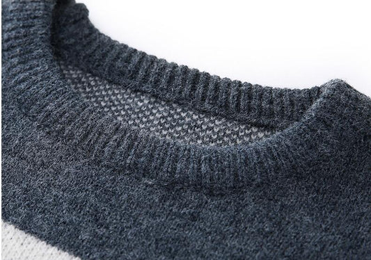 Men's Color Block Loose Round Neck Sweater