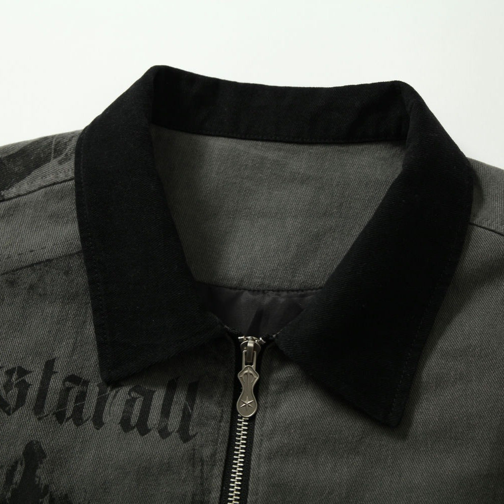 Real Shot American Retro Red And Black Patch Detroit Jacket