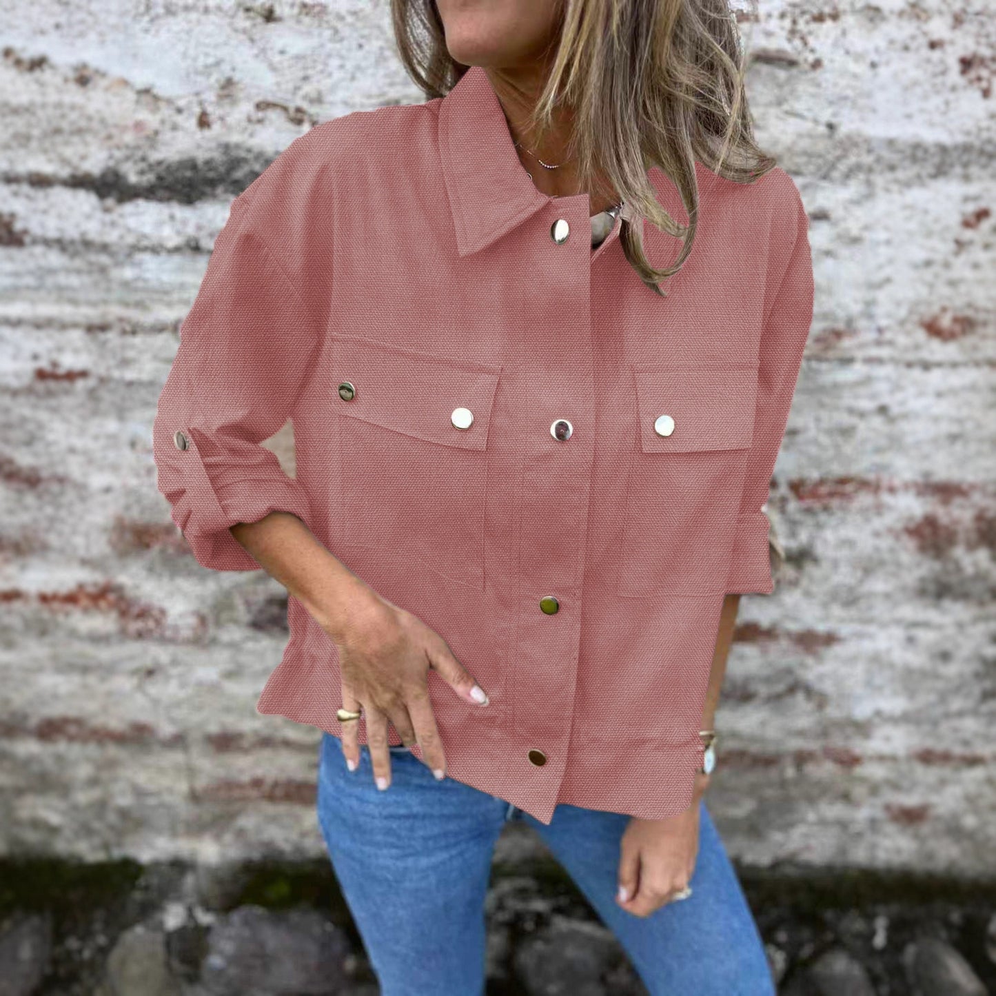 European And American Short Autumn And Winter Rolled Sleeves Coat Top Knitted Jacket