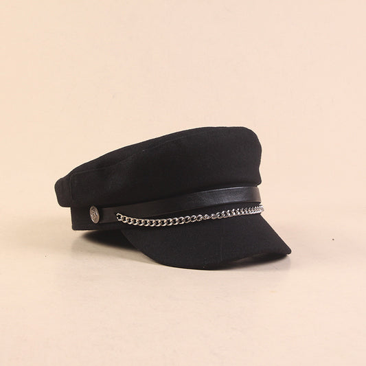 Women's Fashion Simple Tweed Flat Top Hat