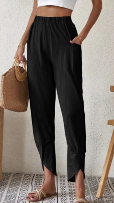 Women's Solid Color Casual Leggings Pants With Loose Pockets