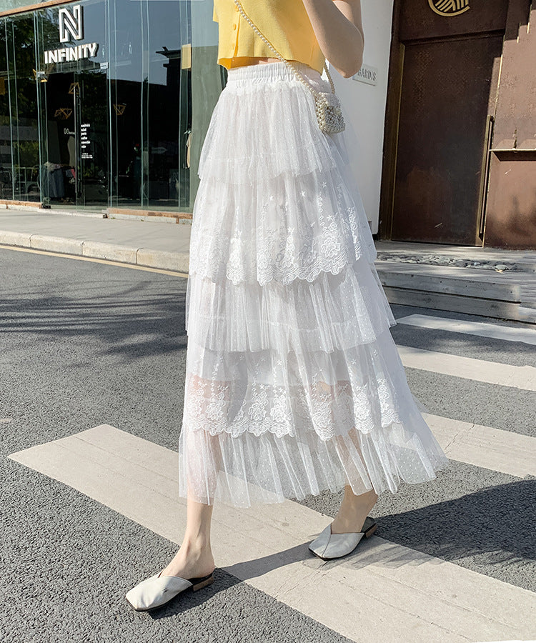 Women's High Waist Mesh Tiered Skirt