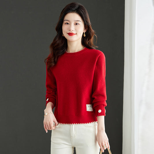 Women's Clothing Fashion Long Sleeve Loose Round Neck Sweater
