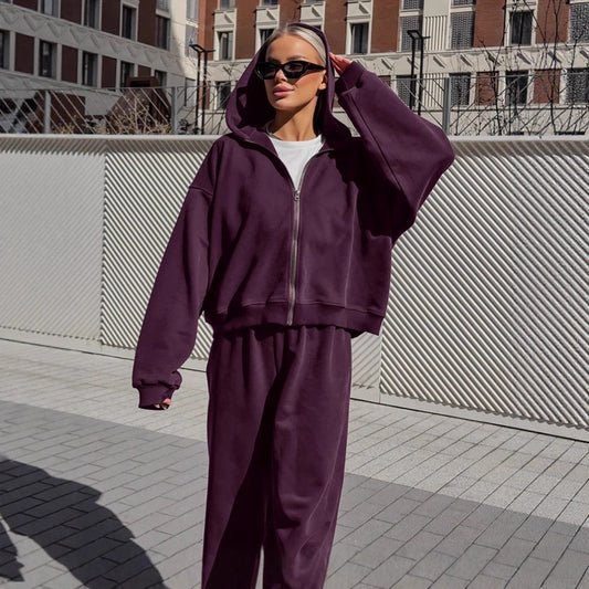 Fall Winter Fashion Coat And Trousers Two-piece Set