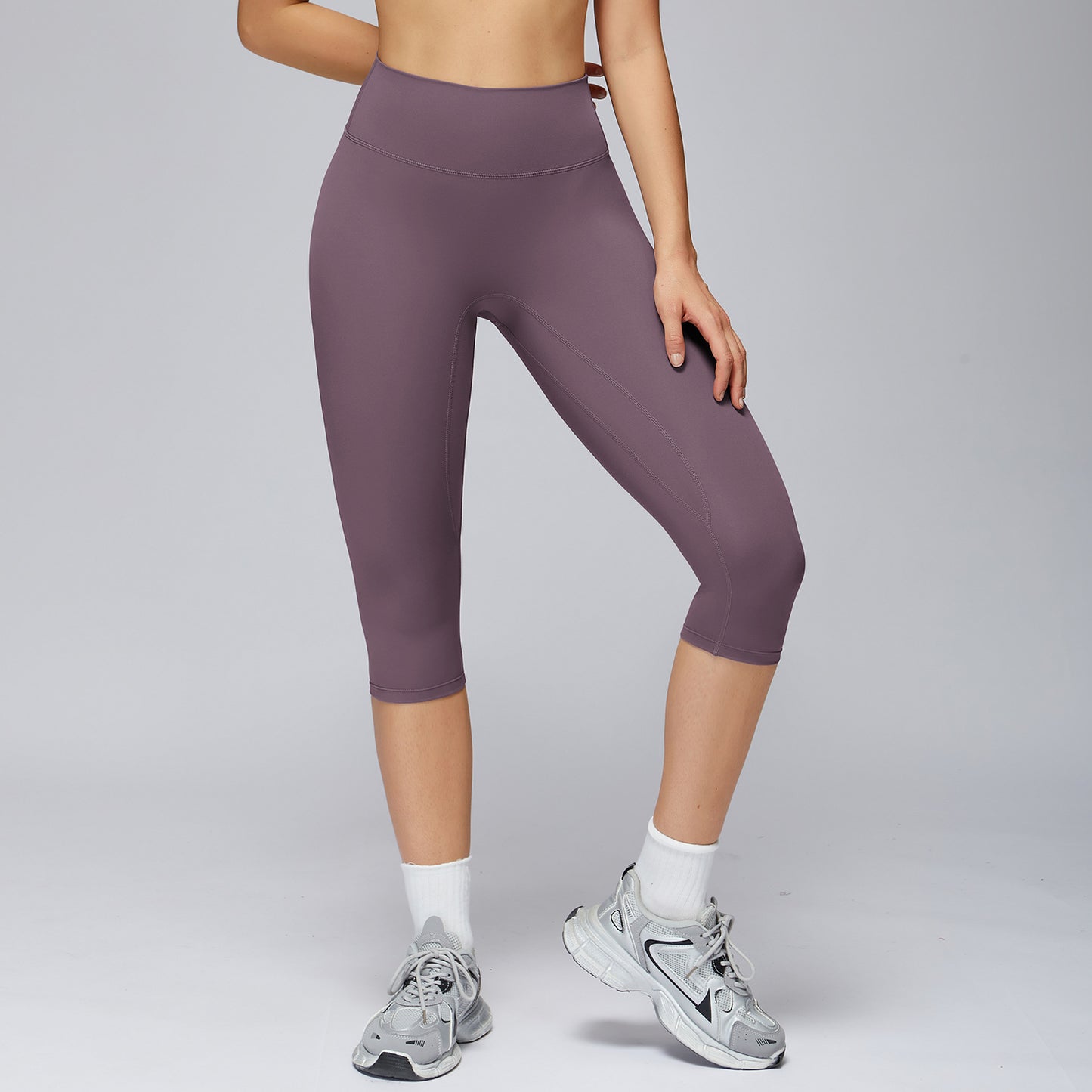New Brushed Yoga Knee Length Pants High-waist Quick-drying Tight