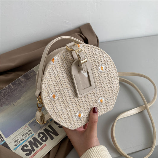 Women's All Match Straw Lace Round Bag Shoulder Messenger