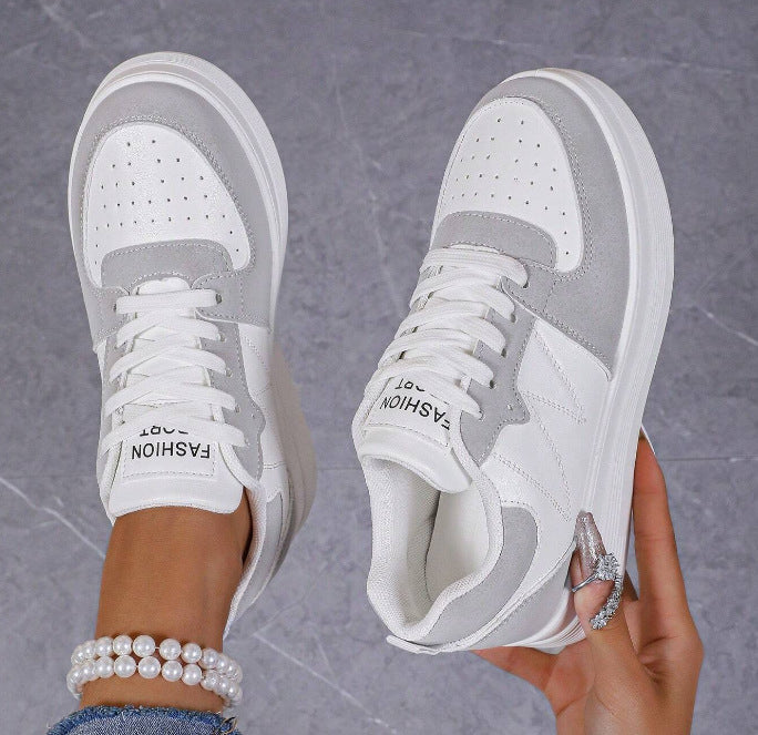 Womens White Chunky-soled Elevating Sneakers