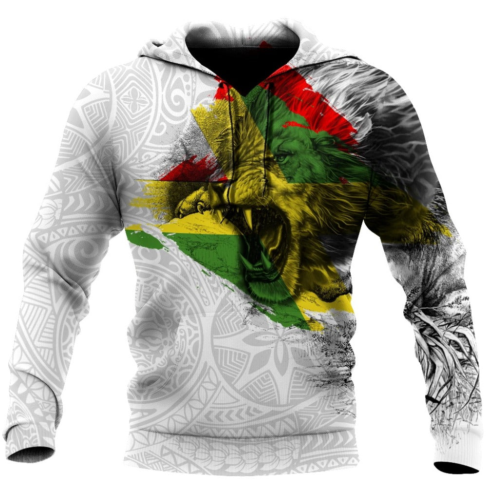 Men's Harajuku 3D Lion Print Hoodie