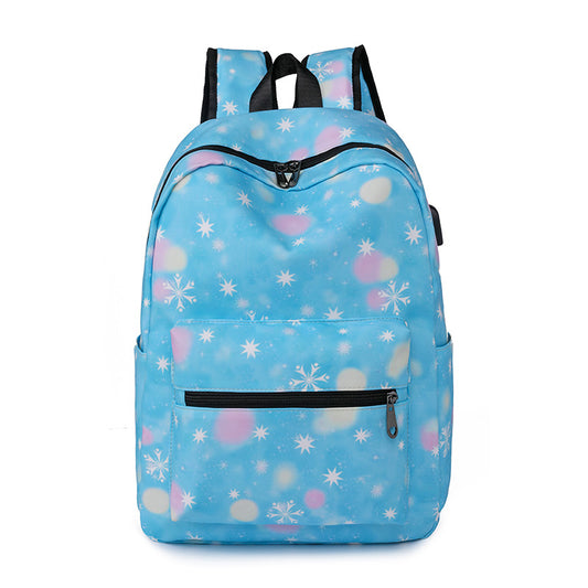 Casual Backpack Fashionable Printed USB Charging