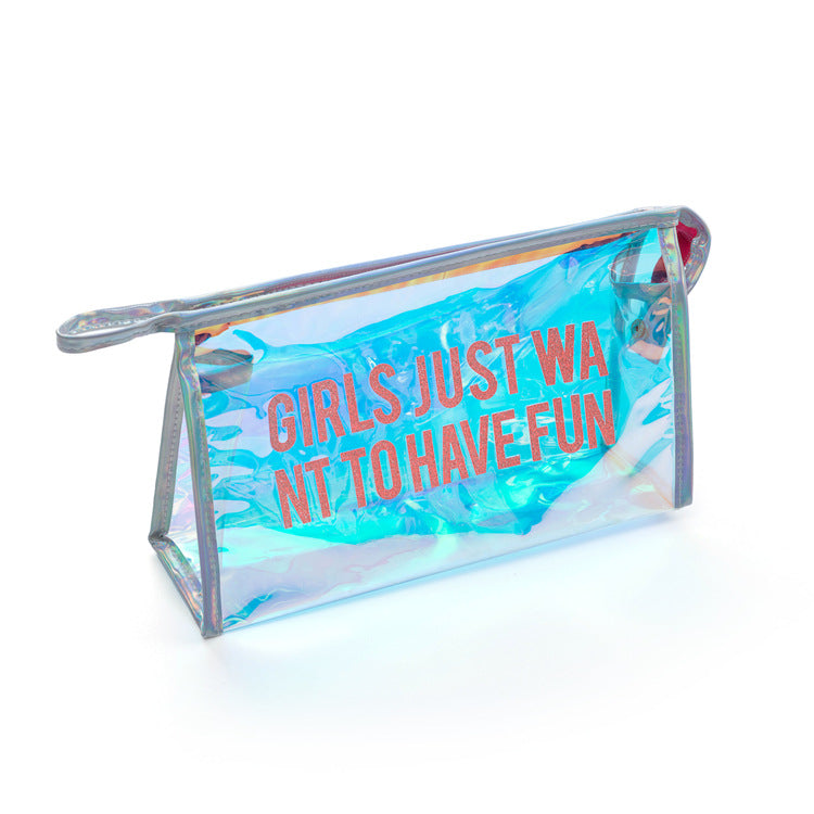 Laser Transparent Small-size Cosmetic Bag Women's Cute Travel Waterproof Wash Bag Portable Storage Large Capacity