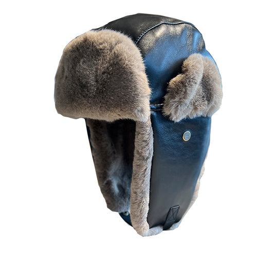 Leather Ushanka Men And Women Autumn And Winter Thickening Warm Earflaps Cap