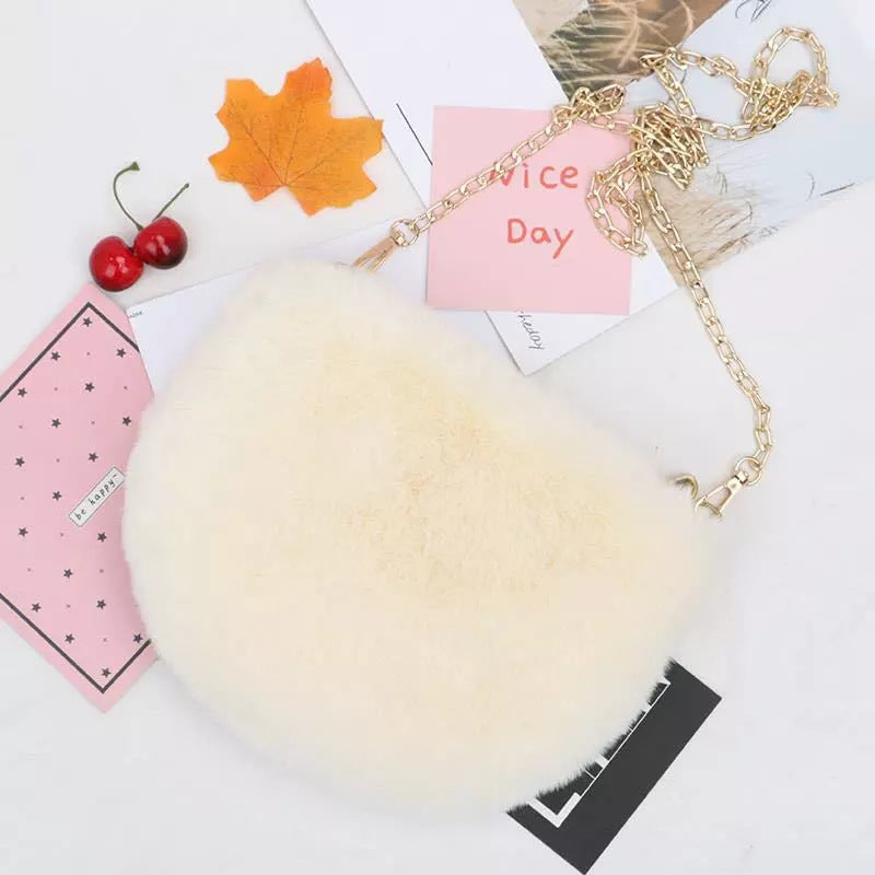 Women's Fashion Simple Artificial Wool Chain Bag