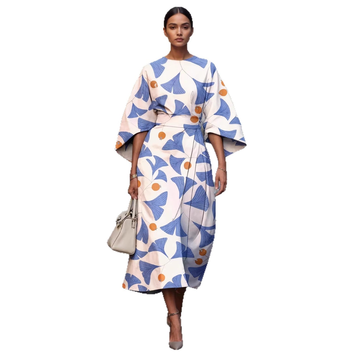 Bohemian-style Fashion Print Waist-cinching Womens Dress