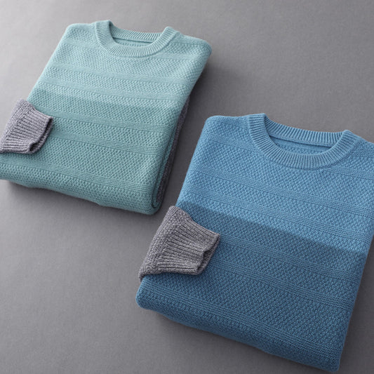 Men's Round Neck Color-blocking Padded Sweater