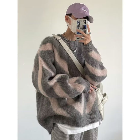 Loose And Lazy Style Warm Winter Stand Collar Lamb Wool Cotton-padded Jacket Men