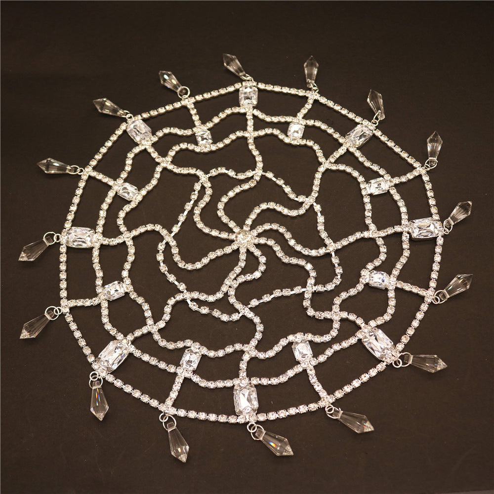 Luxury Rhinestone Fashion Vintage Square Rhinestone Hat Chain Headdress