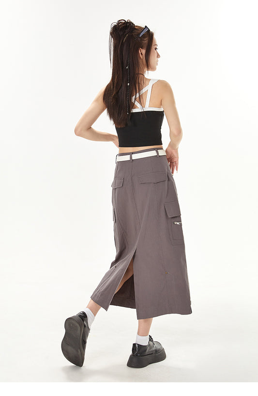 Split Straight Japanese Style Slim Fit Skirt