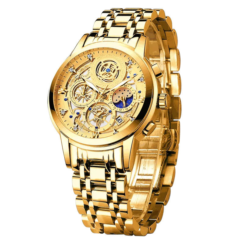 Men's Stainless Steel Multifunction Quartz Watch