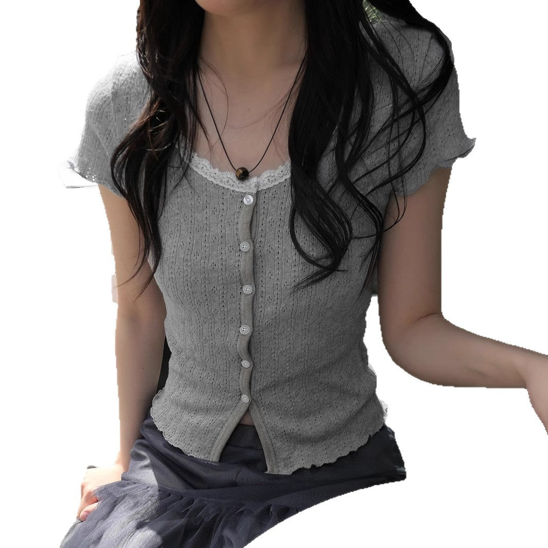 U-neck Casual Slimming Hot Girl Top Short