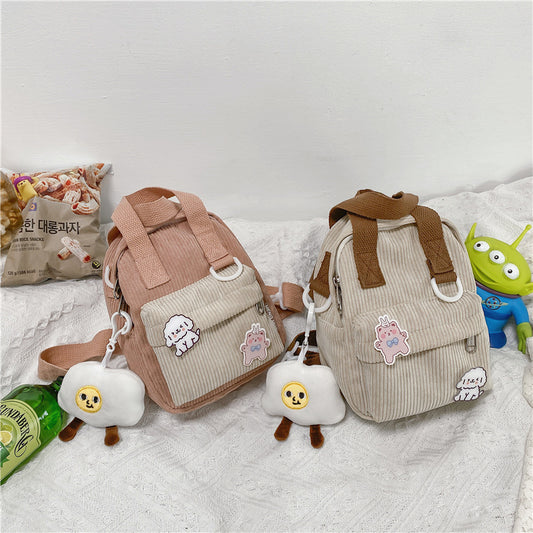 Handheld One Shoulder Korean Style Corduroy Crossbody Bag