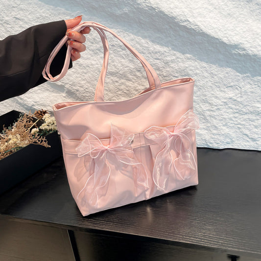 College Style Bow Tote Bag Large Capacity