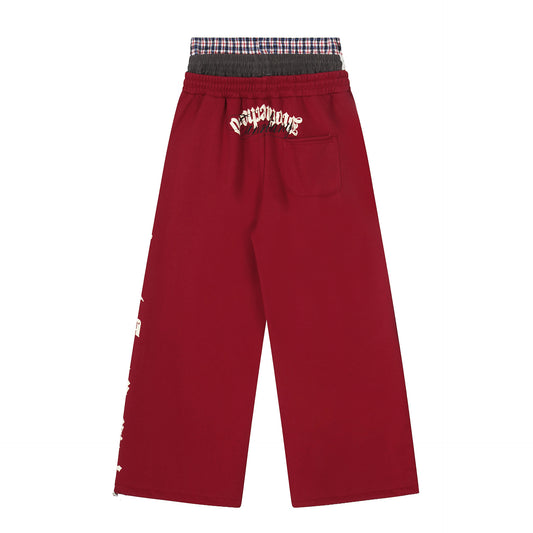 Womens Retro American-Style Casual Sweatpants With Three Waist Drawstrings