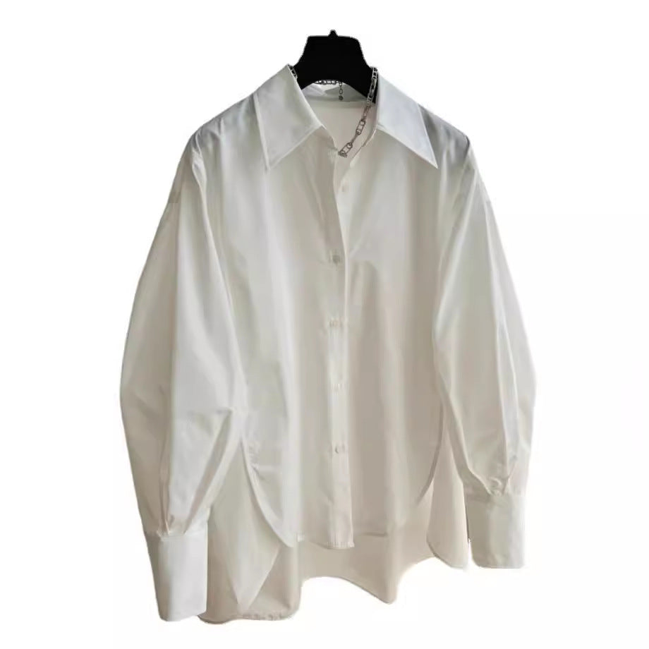 Spring Outfit Sheep-leg Sleeve Loose-fitting Long-sleeve White Shirt