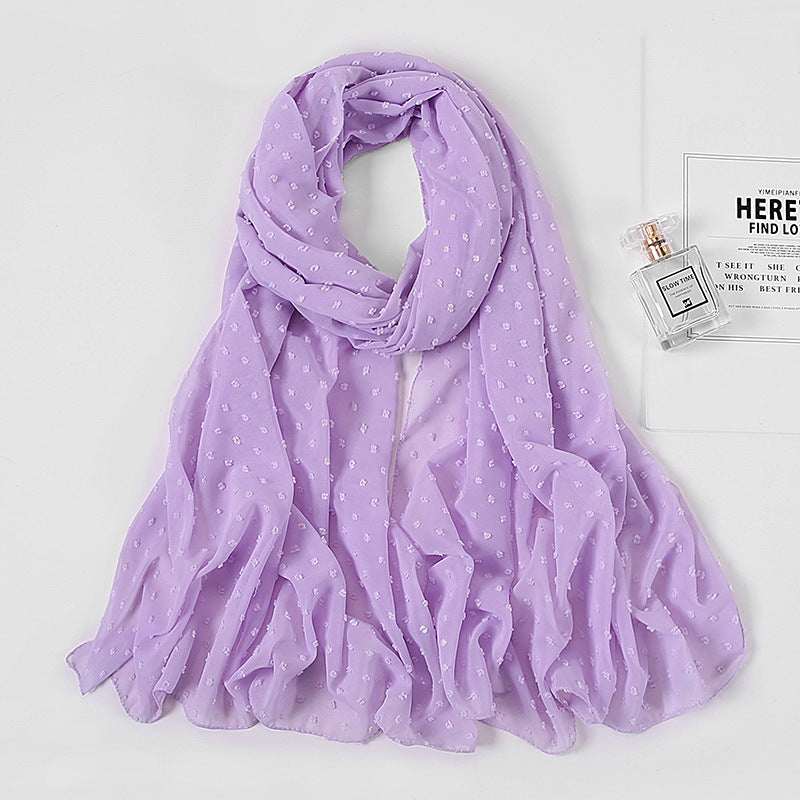 Women's Pearl Pure Color Chiffon Headscarf