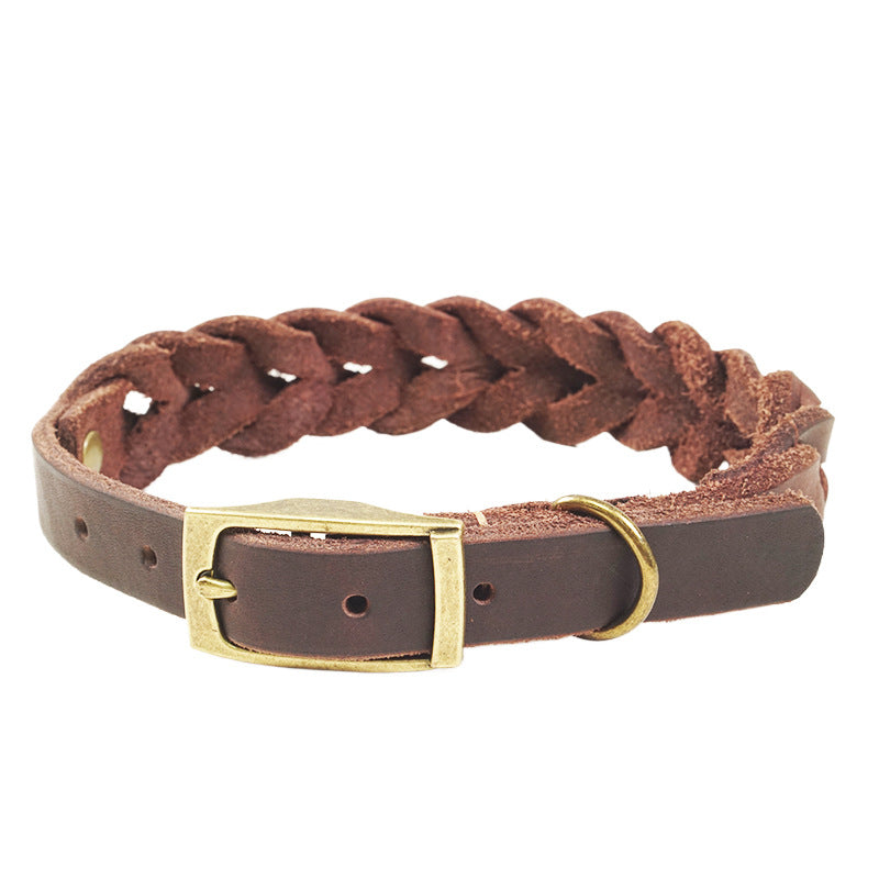 Genuine Leather Dog Leash With Anti-pull Design
