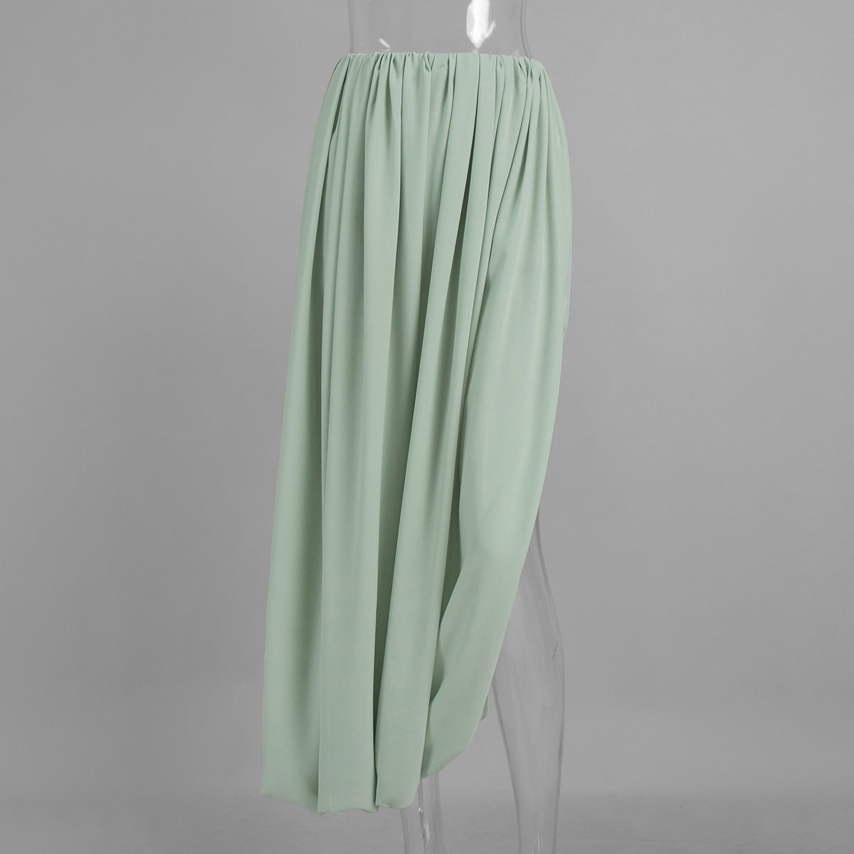 New Stylish Street-Ready Tulip Pleated Draped Split Midi Skirt