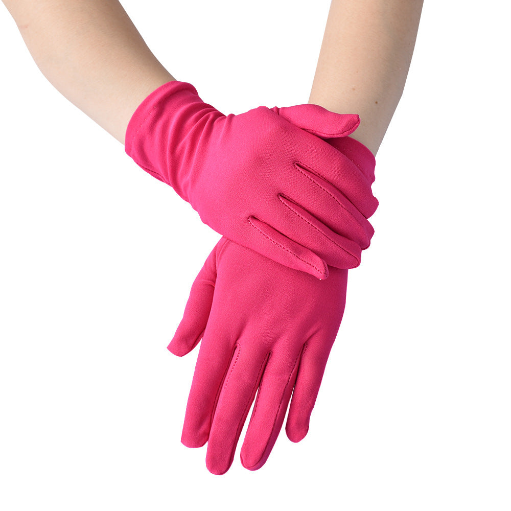 Spring And Autumn New Women's Hand Guard Milk Silk Satin Stretch Gloves