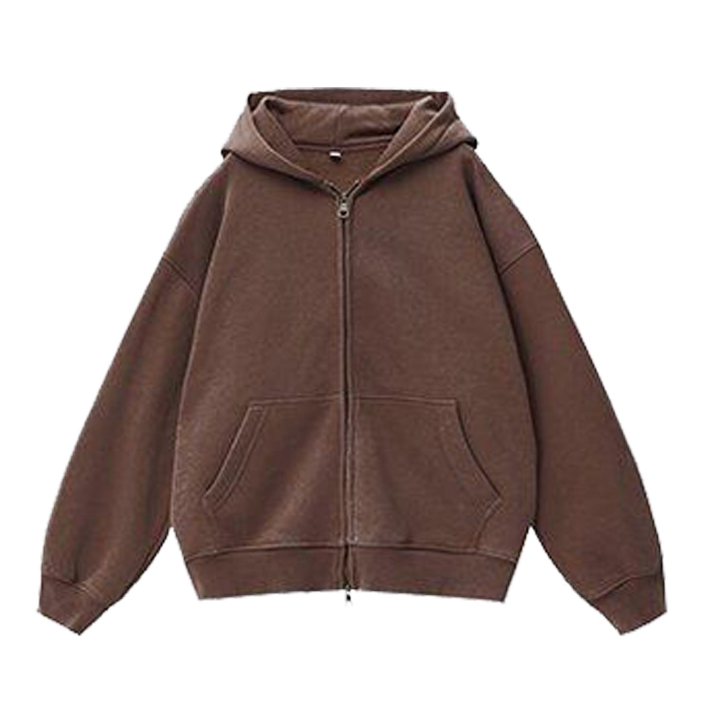 Fleece-lined Distressed Hooded Cardigan Sweater Women's Top