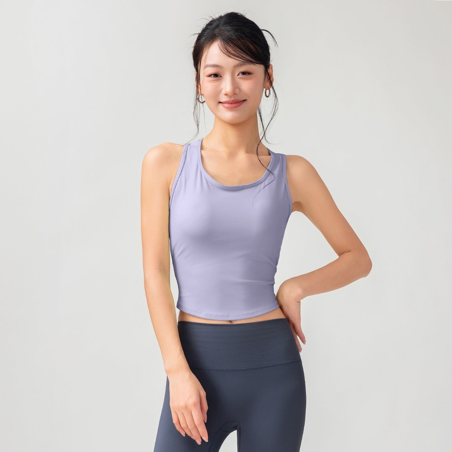 One-piece Fitted Cup Yoga Tank Top That Contours The Body