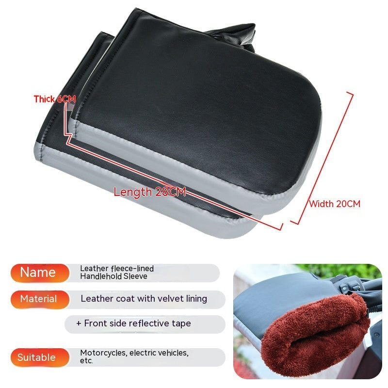 Electric Car Handle Cover Waterproof Warm With Velvet Quilted Riding Gloves