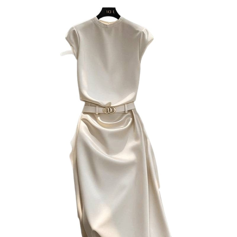 Light Mature Small Fragrance Style Round-neck T-shirt Top With A Pencil Skirt Professional Set