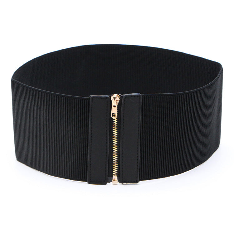 Fashion Black Elastic Wide Waist Dress Shirt Decoration Belt