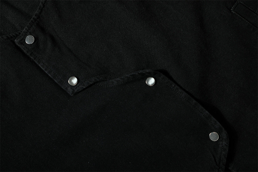 American Irregular Denim Black Men's Loose Casual Vest Summer Design Jacket