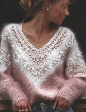 Womens Digitalprint Vneck Loose Sweater With A SoftCozy Feelperfect For Casual Wear